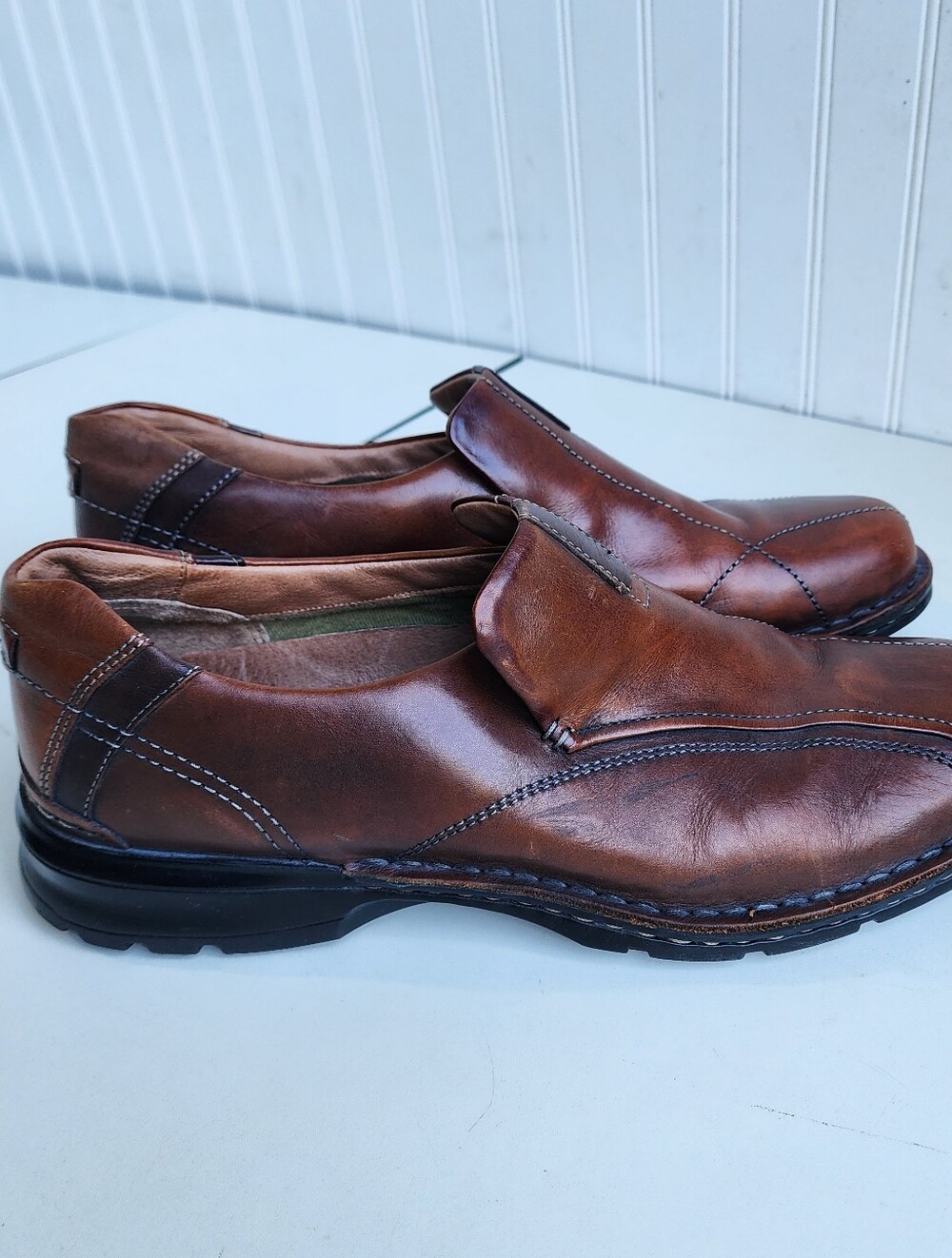 Clarks Brown Leather Loafers Slip On 70846 Casual Shoes 13 M